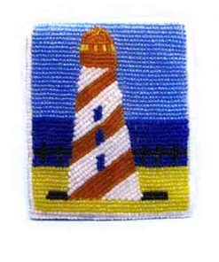 Lighthouse, Blue & Yellow Background (Rectangle)