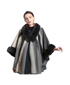 Striped cloak cape with faux fur around neck and arms ( colour options )
