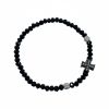 Bracelet- Black crystal beads with 2 Austrian crystal shamballas and rhinestone cross , min 2 pcs