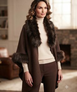 Solid colour cloak cape with faux fur around neck and arms ( colour options )