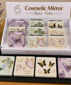 Compact  Mirror Butterflies Gold trim line