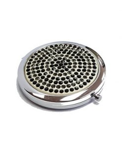 Compact Mirror- Black Crystal Beads