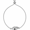 Bracelet- Evil eye dark blue with lashes, Silver