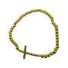 Cross silver beaded bracelet zirconia elastic  adult size (colour options)