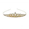 Hair tiara - waterdrop shaped flatpearl with crystal around (GD)