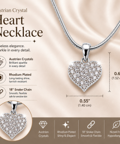 Austrian Crystal Heart Snake Chain Necklace