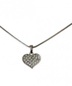 Alternative view of Austrian Crystal Heart Snake Chain Necklace