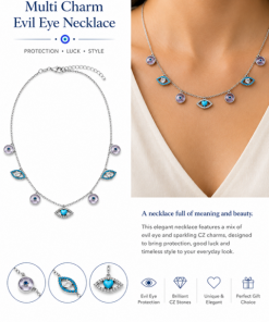 Multi Charm Evil Eye Necklace