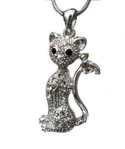 Necklace - Cat, Sitting, Bow on Tail