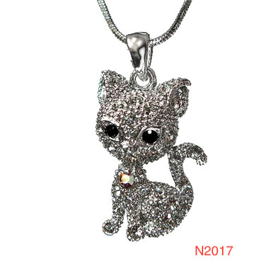 Necklace - Cat Sitting w/Black Eyes