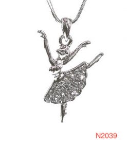 Necklace - Ballet Dancer w/one Leg Up and one Arm Up (Sm) (Crystals on Bott