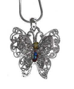 Austrian Crystal layered Butterfly Necklace 