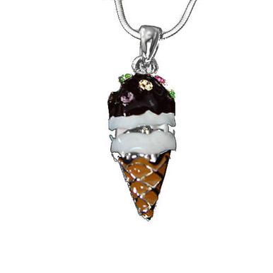Necklace - Ice Cream Cone brown