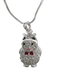Necklace - Hippo with bow