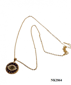 Necklace- Evil eye pendant(1.25") on long gold plated chain with extension, 18 "