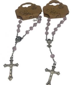 Rosary- Pink crystal with chalice or Mary options