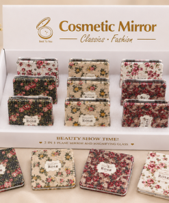 Compact Mirror- Rose design, 12 pcs assorted "Elegant Rose"