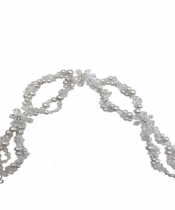 Hairband on a wire with twisted pearls and clear beaded flowers