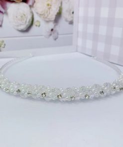 Hairband - Clear beads with small pearls wrapped around and rhinestones in between