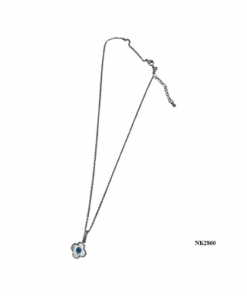 Necklace- Flower with evil eye center, silver chain