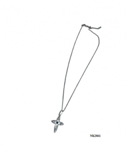 Necklace- Silver cross w evil eye center  chain