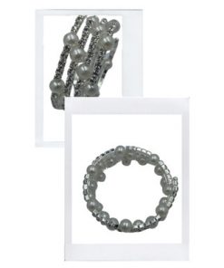 Twisty bangle- 4 rows of rhinestones with large pearls