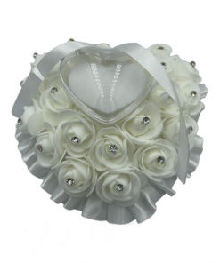 Hanging foam rose flower ball with rhinestones and clear heart