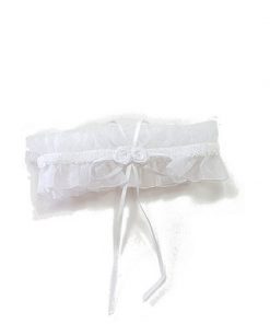 Garter - lace with 2 roses and ribbon