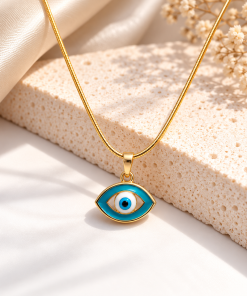 Necklace Evil eye oval blue pendant