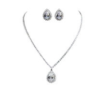 Blush Teardrop CZ Jewelry Set