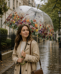 Dragonflies and flowers print umbrella