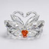 Crystal Figure- Two swans kissing with red heart , ( 3.5" x 2" )