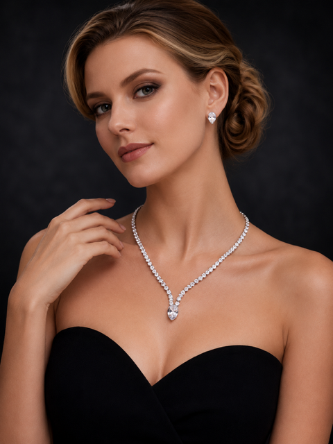 Pear Cut CZ Bridal Jewelry Set