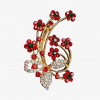 Ruby Blossom Crystal Brooch