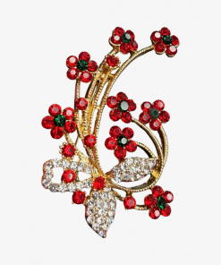 Ruby Blossom Crystal Brooch