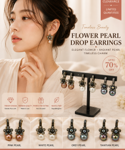 Earring- Rhinestone flower with large center stone in middle with pearl underneath (colour options)