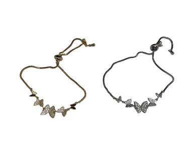 Bracelet Butterflies pull cord chain colour option