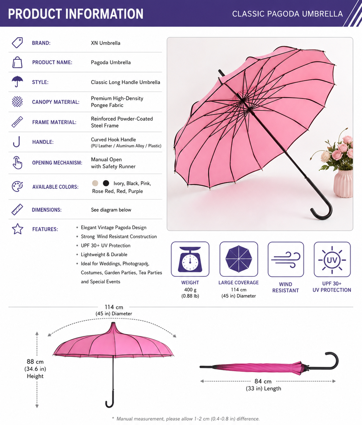 Umbrella Pagoda Style with Black Polka Dot Border - Image 3