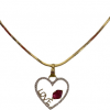 Necklace Heart with love w red stone pendant
