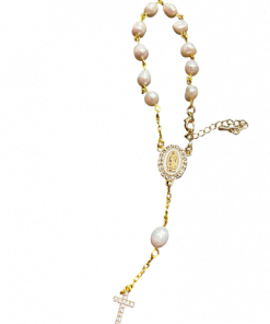Bracelet Rosary with Fresh water pearls gold trim