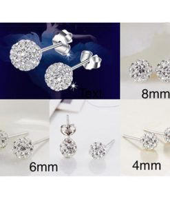 Earring - Austrian crystal shambala studs, 925 silver ( size options )