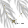 Necklace big butterfly on middle gold chain 18" white or pink