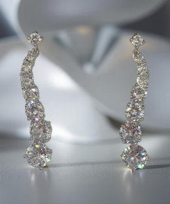 Cubic zirconia earring sterling silver dangling