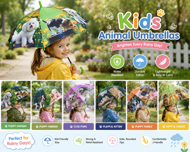 Sweet Puppy Friends Kids Umbrella