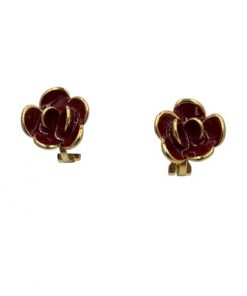 Earring clip red rose 6181