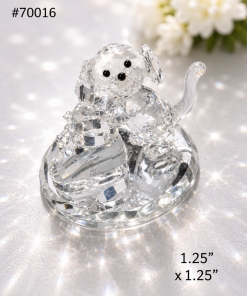 Crystal Figure - Puppy dog standing up on back legs , ( 1.25" X 1.25" )