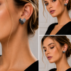 Clip earrings- Silver and black hearts