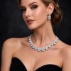 Crystal Zirconia set with earrings and necklace , platinum plated , 18 "