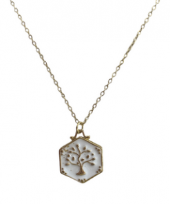 Necklace Hexagon style Enamel tree