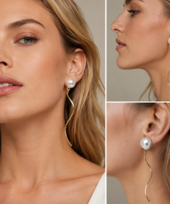 Alternative view of Clip earrings- Pearls with dangling strands ( colour options )